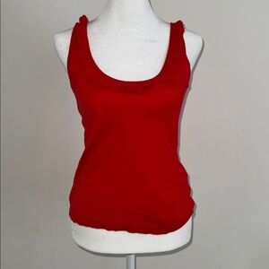 J. Crew Red Ruffled Fitted Tank Top